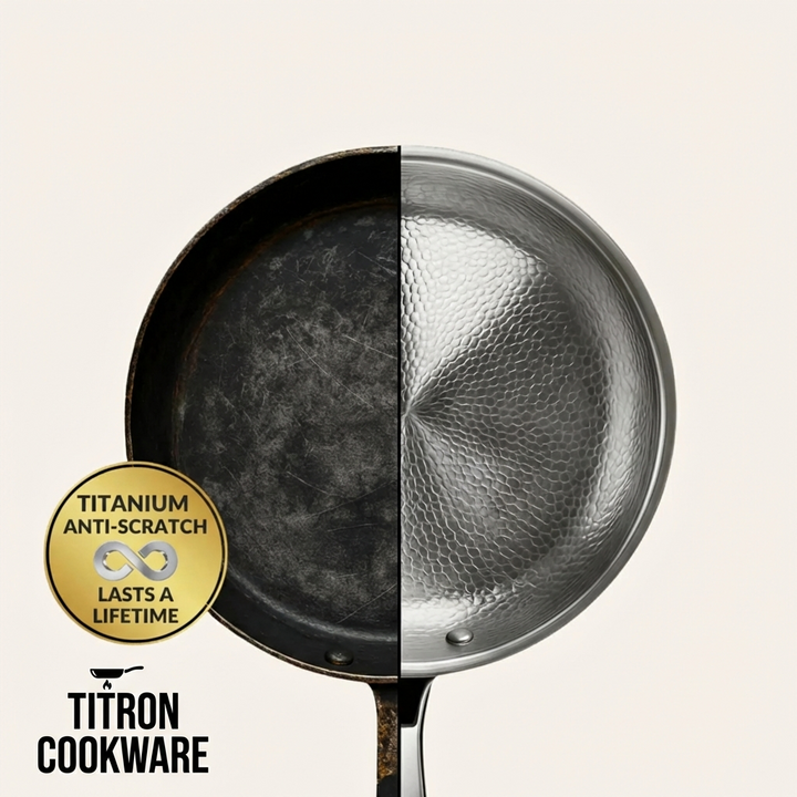 Titanium Wok Pan Flat Bottomed + FREE LID