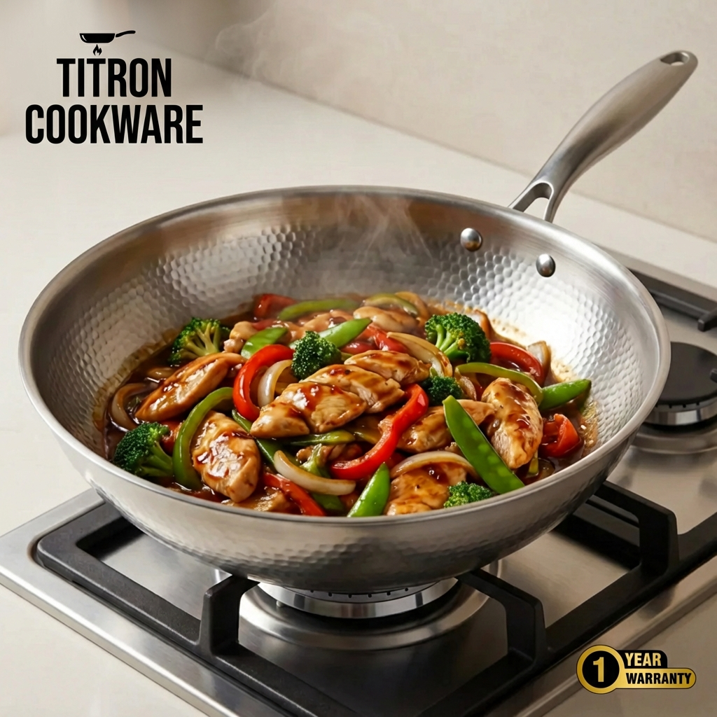Pure Titanium 4 Pans + Utensils Set + FREE LIDS