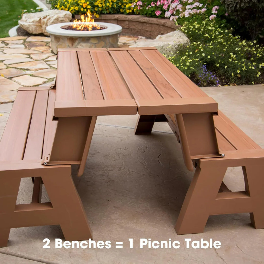 2-in-1 Outdoor Bench That Converts Into a Table