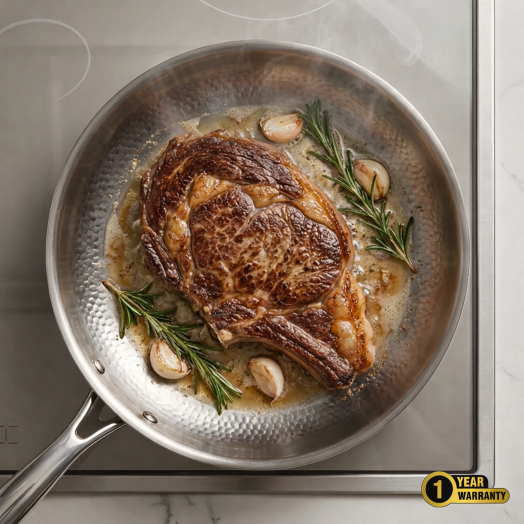Pure Titanium Hammered Pan Set + FREE LID